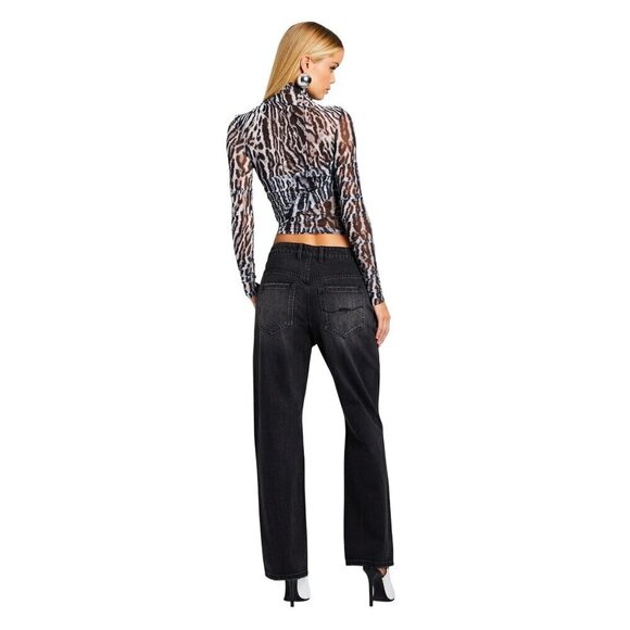 SER.O.YA Sana Top in Grey Ocelot XSmall Womens Long Sleeve Blouse - Picture 4 of 15